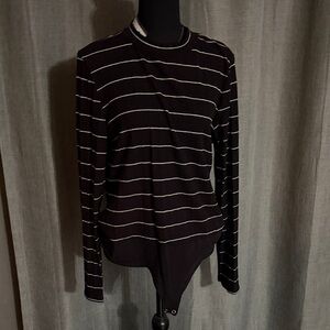 J. Crew Black and White Long Sleeve Bodysuit